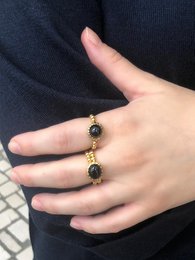 Forgyldt Onyx båndring