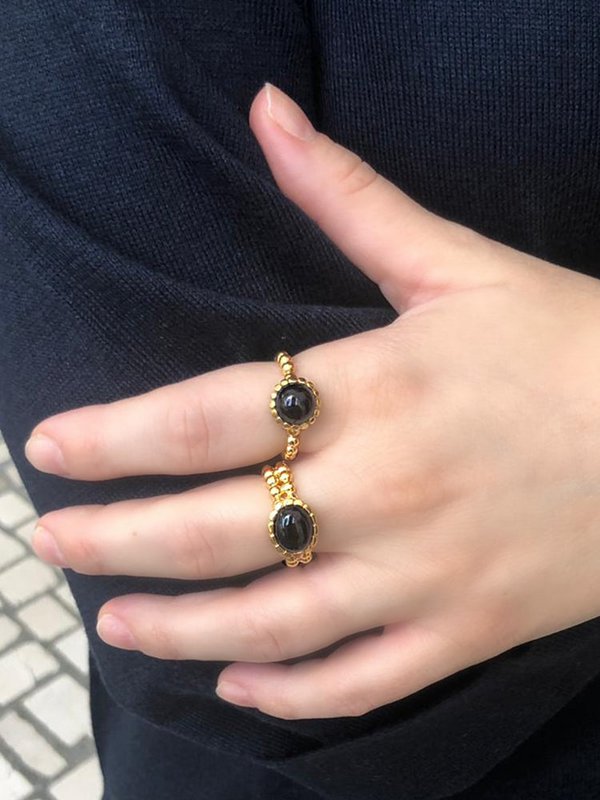 Forgyldt Onyx båndring