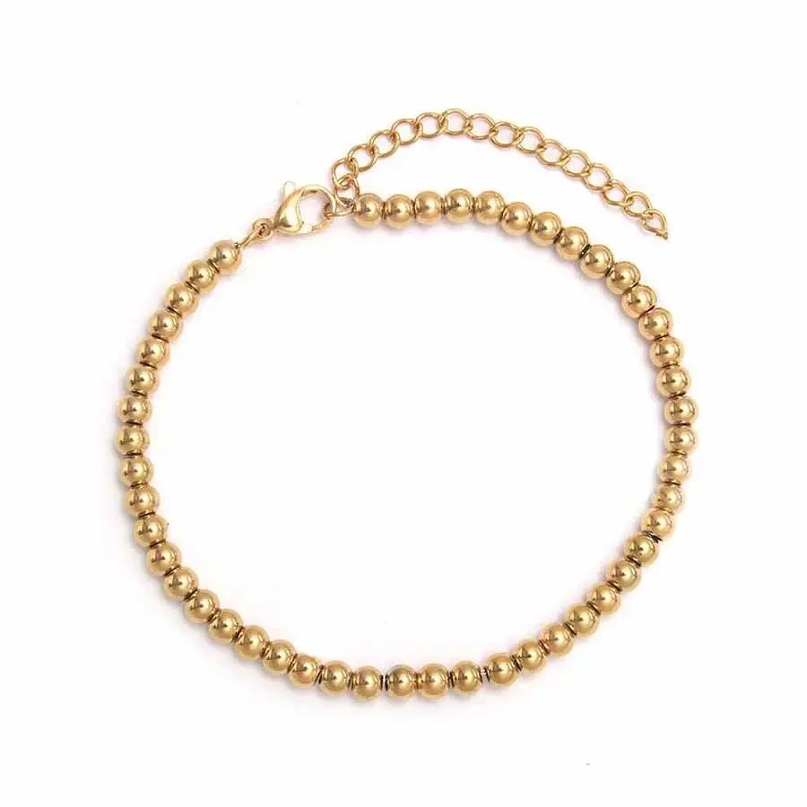 LOUIZ Gold beaded bracelet 4 mm