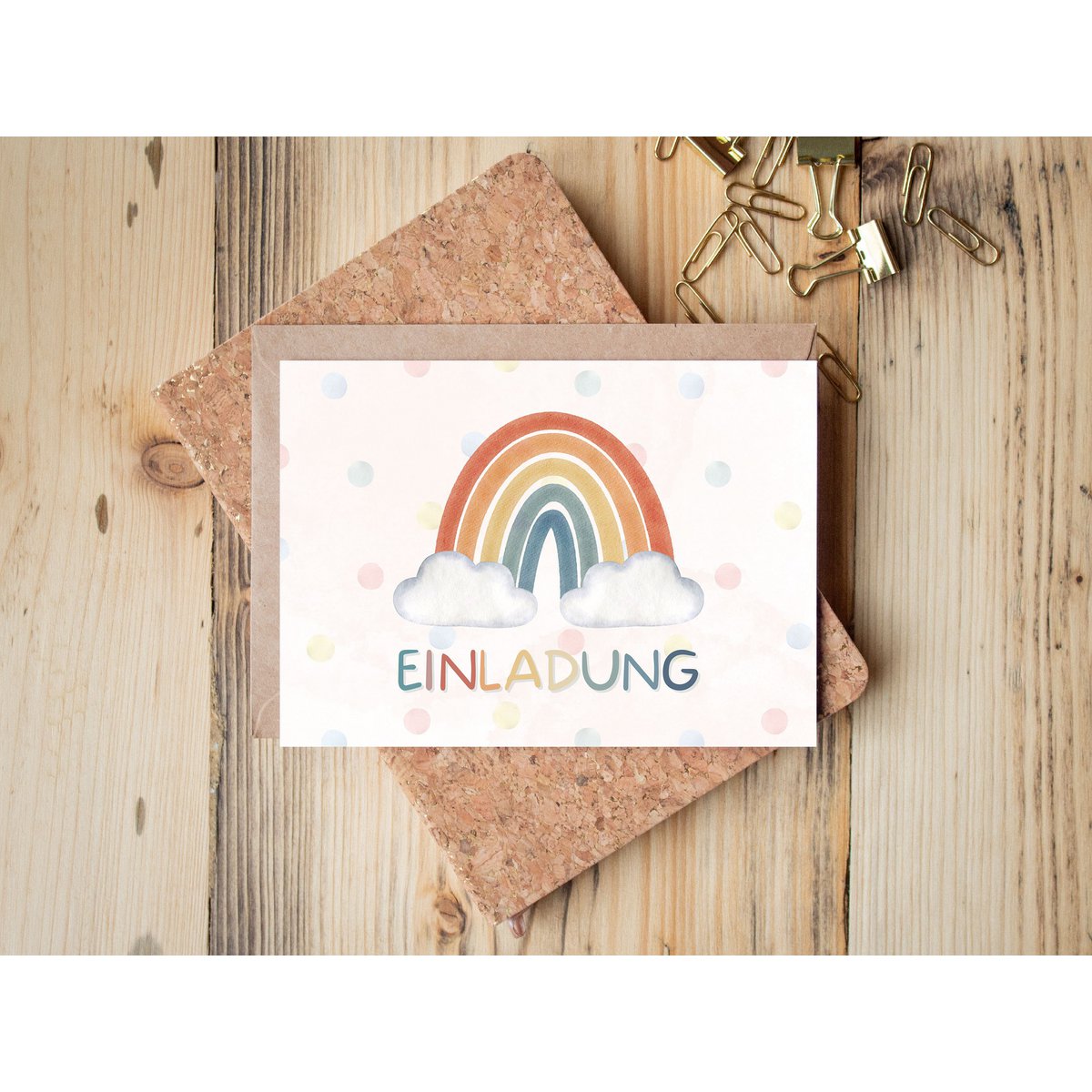 Rainbow invitation card children's birthday girl or invitation for baptism, communion, confirmation or youth consecration to fill in the envelope