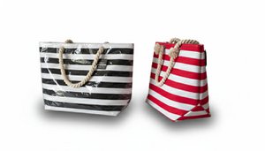 Beach Bag Striped Canvas Rope Handle Summer Tote