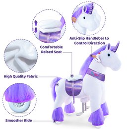 Ponycycle Ride su Toy Purple Unicorn | Età 3-4 | Peluche giocattolo da giro per animali | Classic U migliori regali