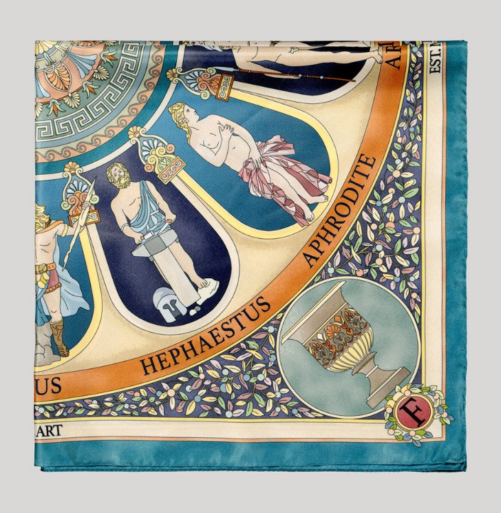 Pañuelo de seda 100% de los dioses del Olimpo (2 colores)