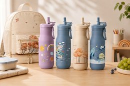 Jenard® kinderdrinkfles RVS - lekvrij, dubbelwandig, BPA-vrij, thermosfles voor school en kleuterschool. Roze/regenboog