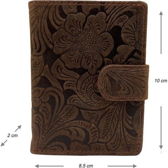 Miniwallet Pass Holder Flower Print Light Brown