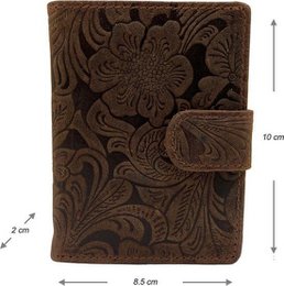 Miniwallet Pass Holder Flower Print Light Brown