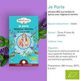 Bio-Kräutertee von Je Parle – Ideal für den Morgen – Natürliche Energie für Ausgeglichenheit und Wohlbefinden – Moment der Entspannung und Stabilität – Lakritze, Minze und Lavendel