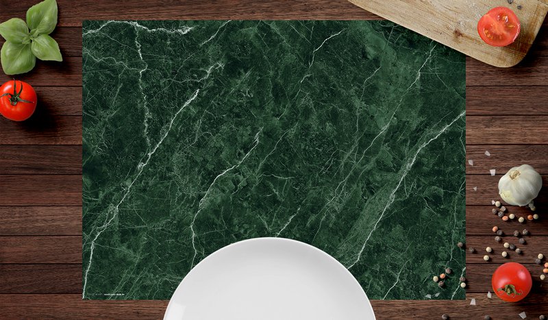 Noble Green Marble - Dækkeservietter | Premium vinyl dækkeservietter 44 x 32 cm - 4 stk