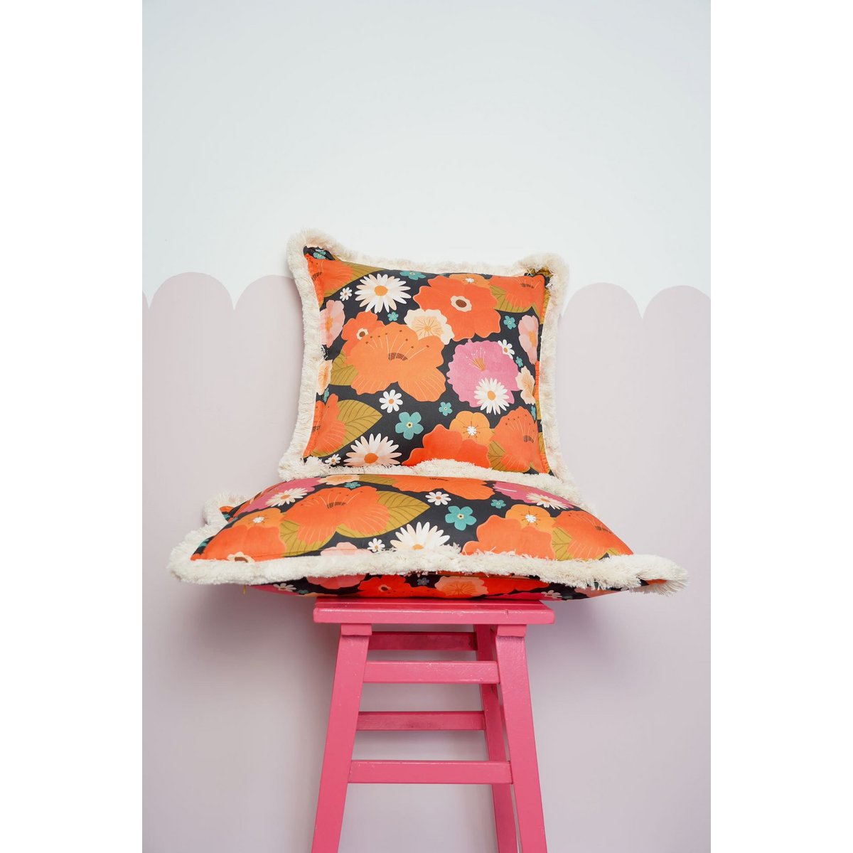 Pillowcase with fringe "Picnic with Flowers"