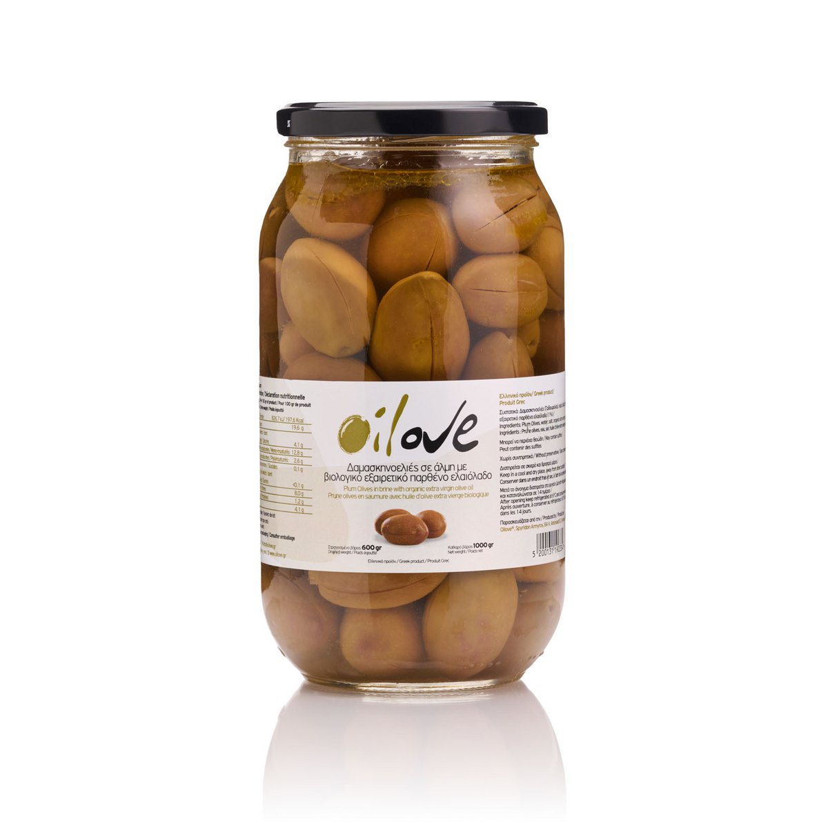 OILOVE® Tafeloliven in Salzlake und Bio-Olivenöl, Glas