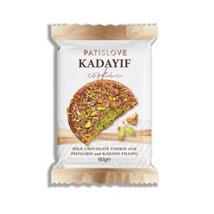 Melk chocolade koekje met pistache en kadayif vulling
