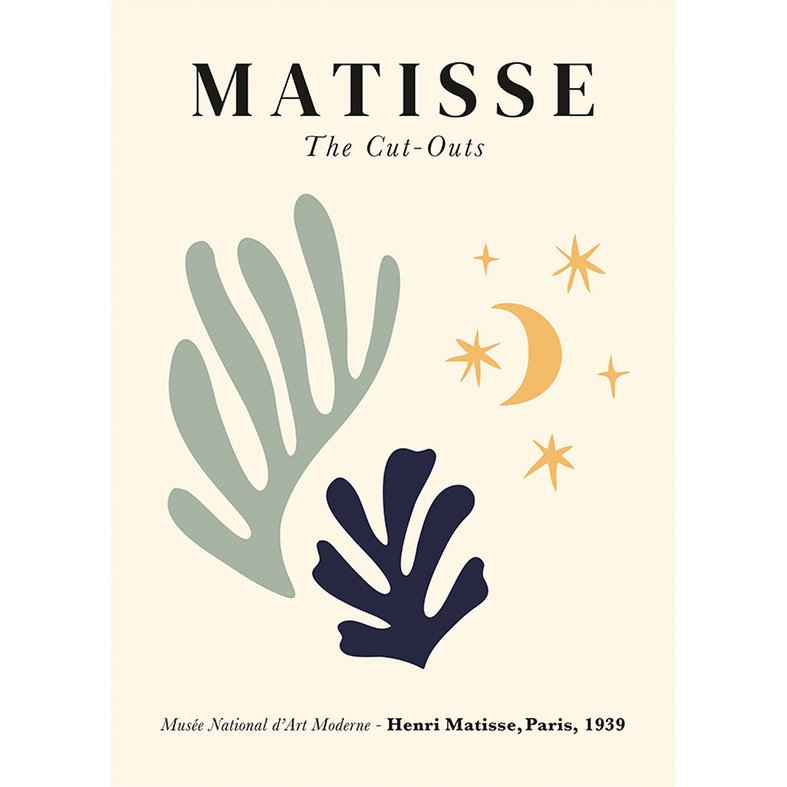 Manifesto Henri Matisse - n. 3 foglie e stelle