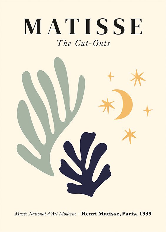 Manifesto Henri Matisse - n. 3 foglie e stelle