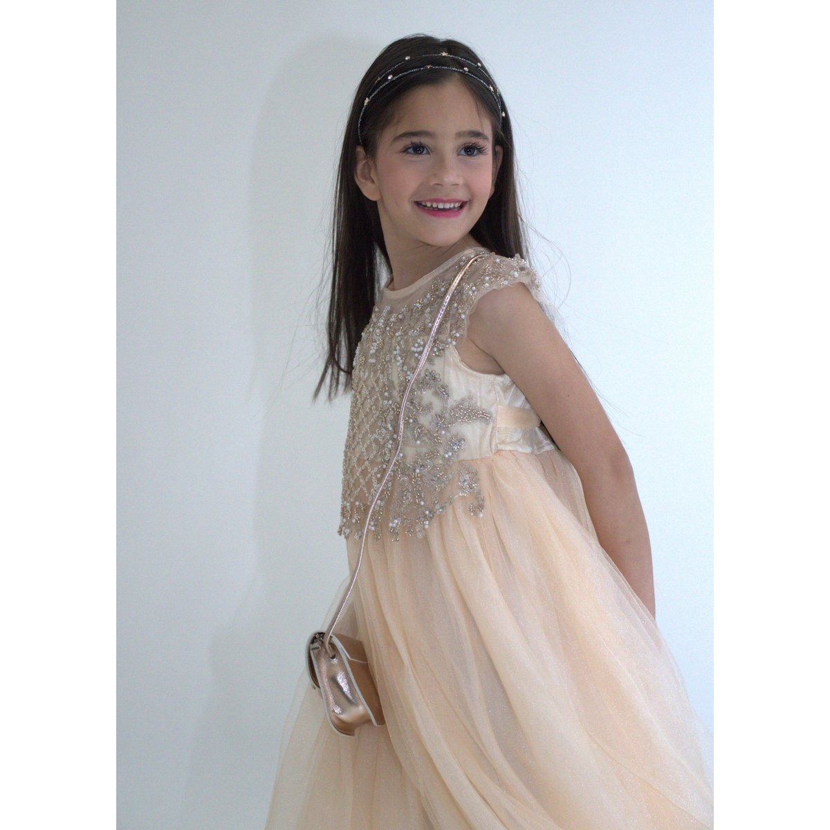 ANABELLA ceremony dress - Peach - Size: 120 cm (4/5 years)