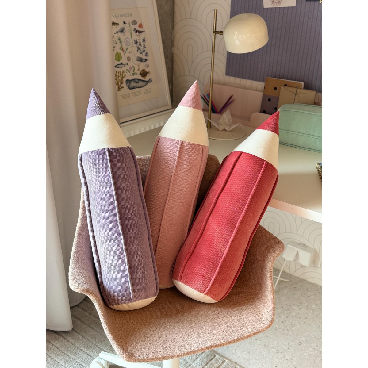 Crayon velvet pillow “Purple"
