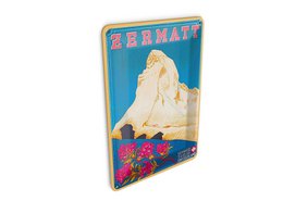 Cartolina da viaggio in latta 10x14 cm Insegna decorativa retrò Svizzera Zermatt