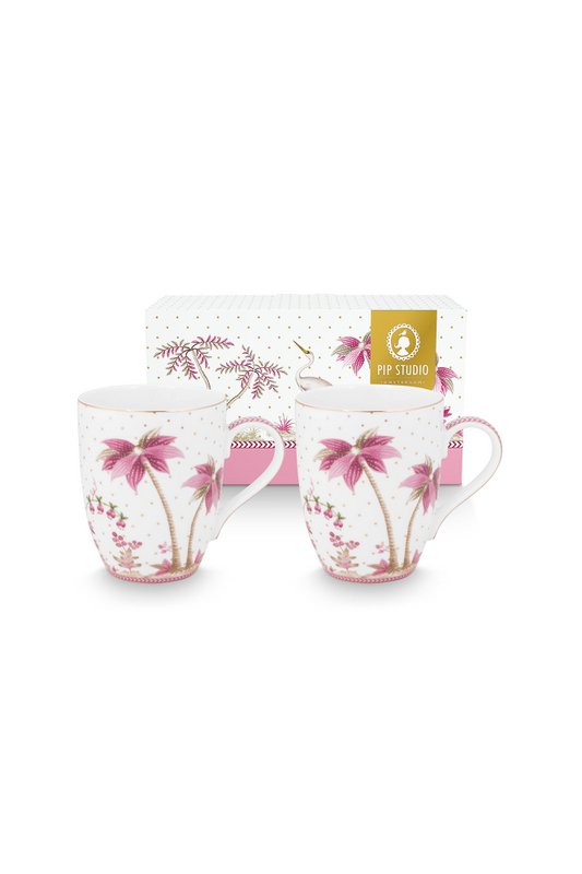 Set/2 Mugs Large Jolie Dots Gold Pink 350ml