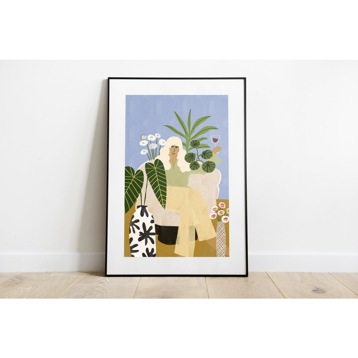 Wijn en planten - Kunstdruk