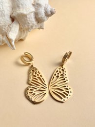 Handering earrings butterfly stainless golden stainless beened light
