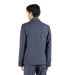 Regular-fit uldblazer i blå og sort vævning Made in Italy