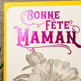 Letterpress Camélia Happy Mother’s Day card, pink (with envelope)