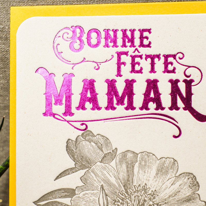 Letterpress Camélia Happy Mother’s Day card, pink (with envelope)