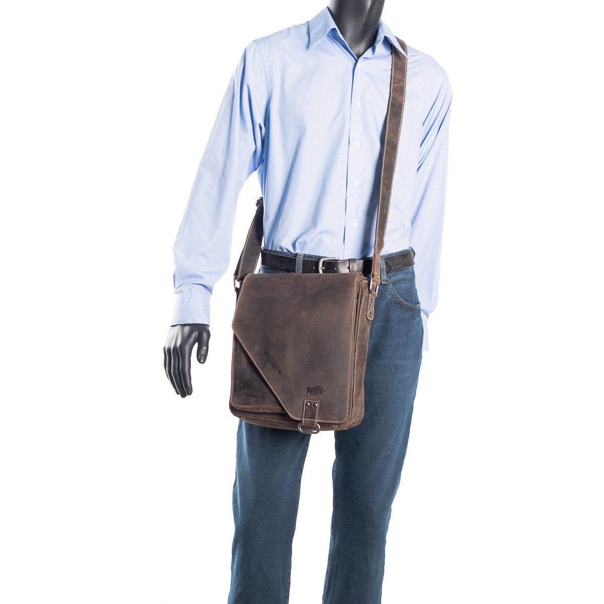 Umhängetasche in 3 Farben Buffalo -Leder mit einem Wickelventil und zwei Magnetverschlüssen - Crossbody -Tasche