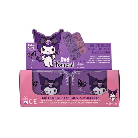 Kuromi - Metal Box of Glitter Bandages (24 Bandages)