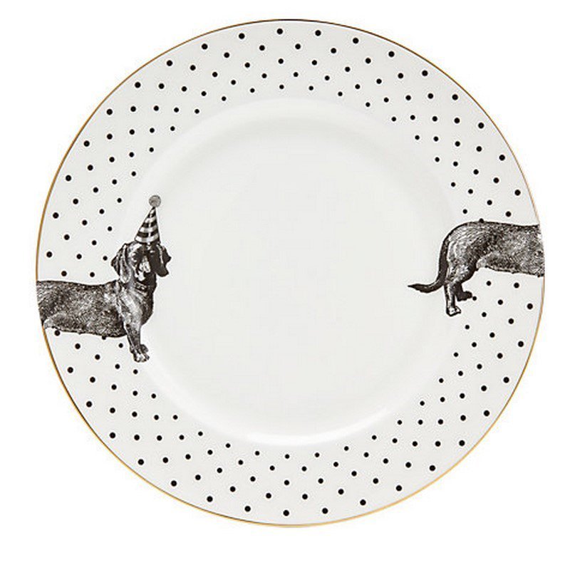 YE - Dinner plate 26 cm Mono Party Dachshund