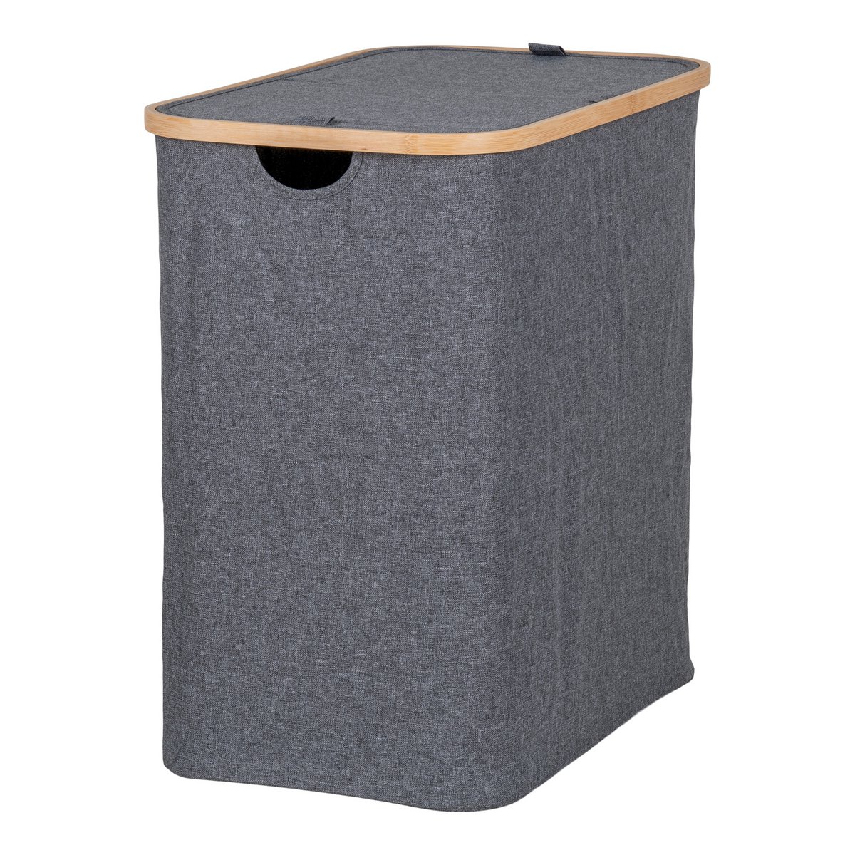 Noto Laundry Basket - Dark Grey, Bamboo/Textile, 54x33x54 cm