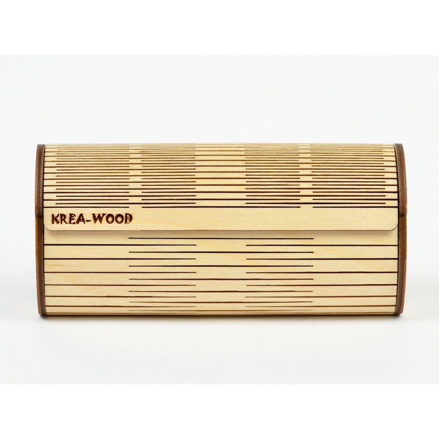 Krea-Wood handgemaakte brillenkoker van berkenhout met magneten. Natuurlijke kleur.