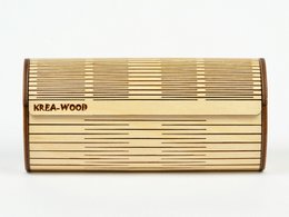 Krea-Wood handgemaakte brillenkoker van berkenhout met magneten. Natuurlijke kleur.
