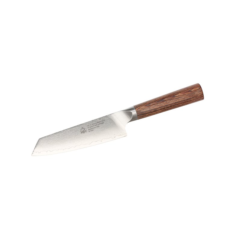 Coltello Santoku PUMA IP 5.5”, realizzato in acciaio Damasco giapponese VG-10 con manico in legno di noce-pakka
