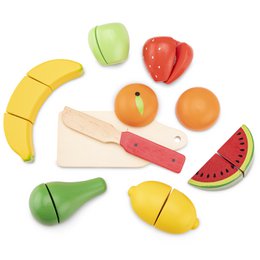 Juego de cesta de frutas de madera.