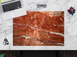 A large, rectangular red marble desk pad measuring 60 x 40 cm, suitable for office use.