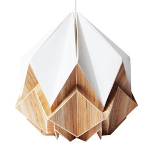 Origami Anhänger in Ecowood und White Paper - Größe S.
