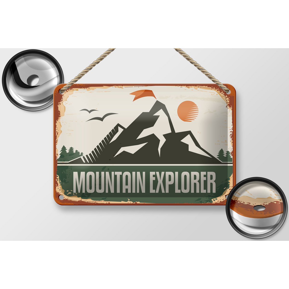 Tin Sign Retro 18x12cm Mountain Explorer Decoration