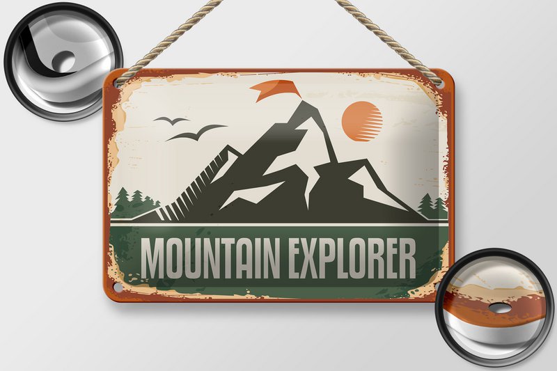 Tin Sign Retro 18x12cm Mountain Explorer Decoration