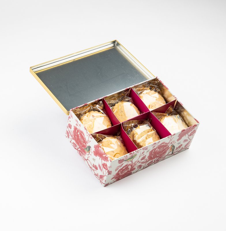 Assortimento di biscotti di pasta frolla al lampone, mela, caramello e tè Earl Grey - Scatola di metallo "Oisellerie" 300g - Regalo di fine anno scolastico