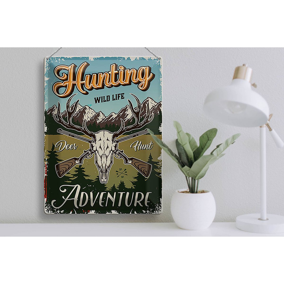 Tin sign hunting 30x40cm Hunting wild life adventure