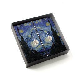 Orecchini placcati in argento con pietre di cristallo scintillanti, Van Gogh, Notte stellata