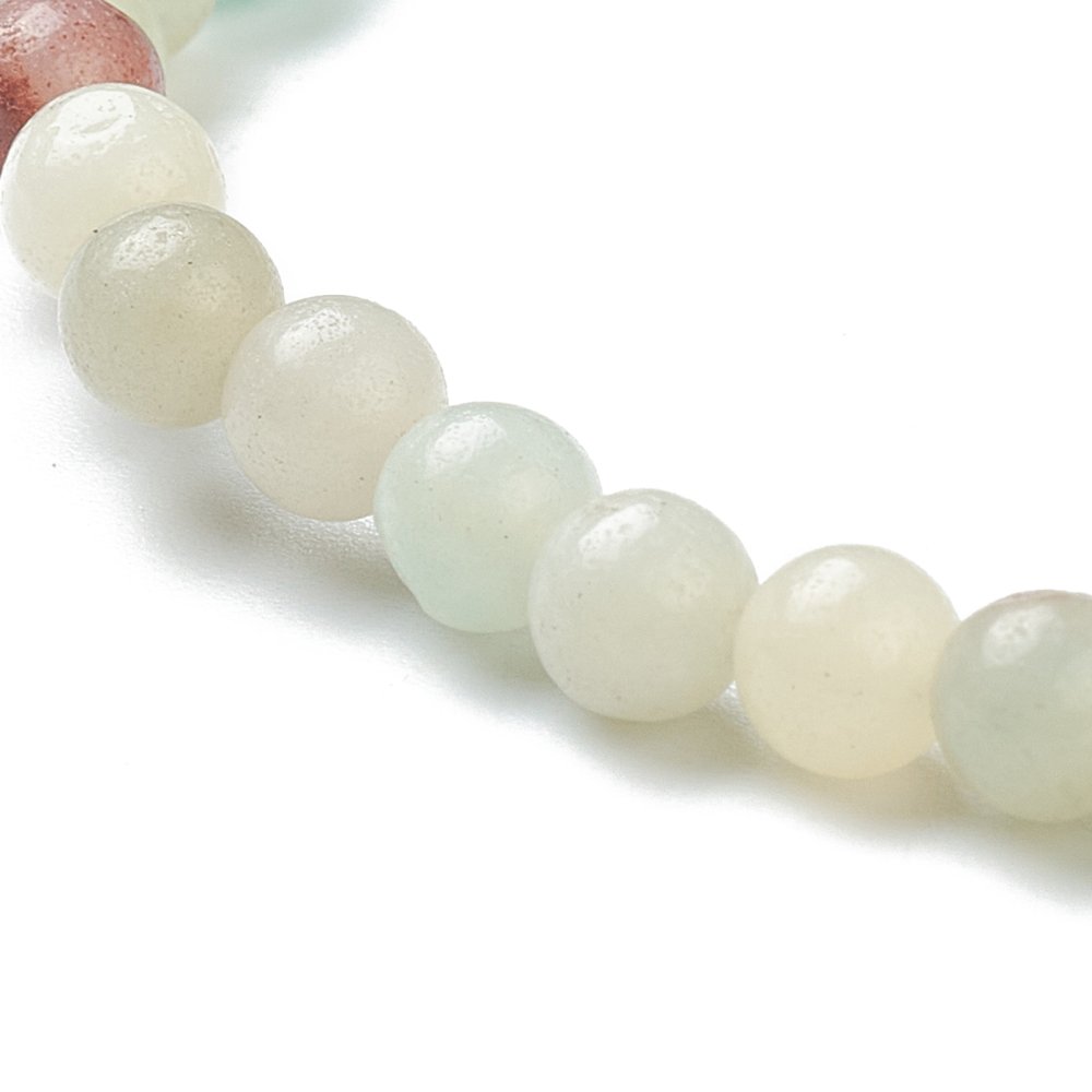 Bracciale elasticizzato con perline naturali di amazzonite da 4 mm