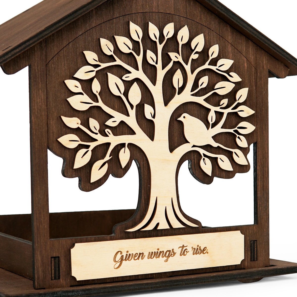 Handgefertigter Vogelfutterspender aus Holz, Garten- und Wildtiergeschenk