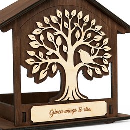 Handgefertigter Vogelfutterspender aus Holz, Garten- und Wildtiergeschenk
