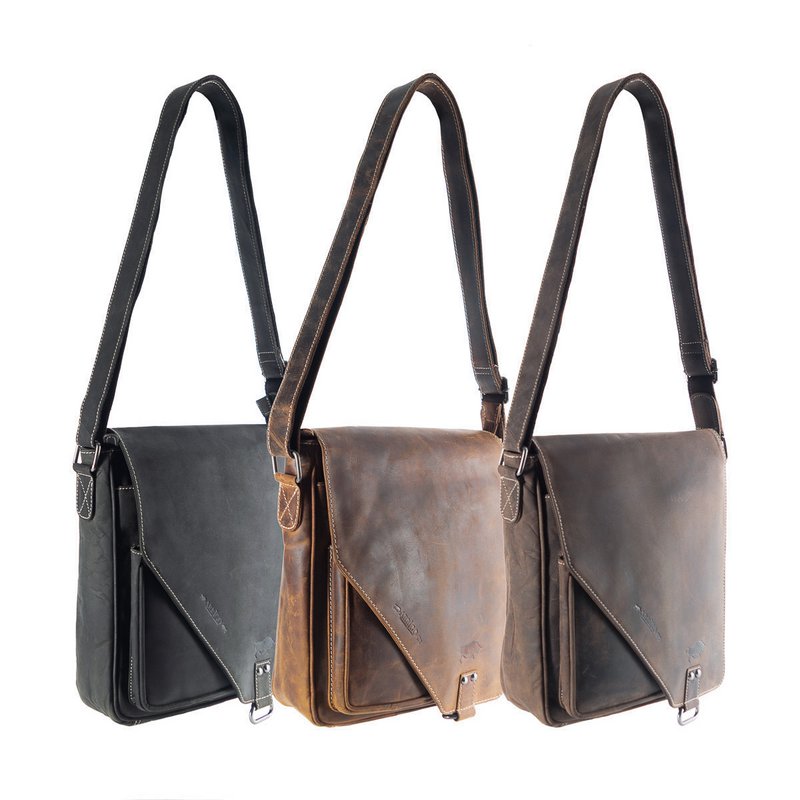 Umhängetasche in 3 Farben Buffalo -Leder mit einem Wickelventil und zwei Magnetverschlüssen - Crossbody -Tasche