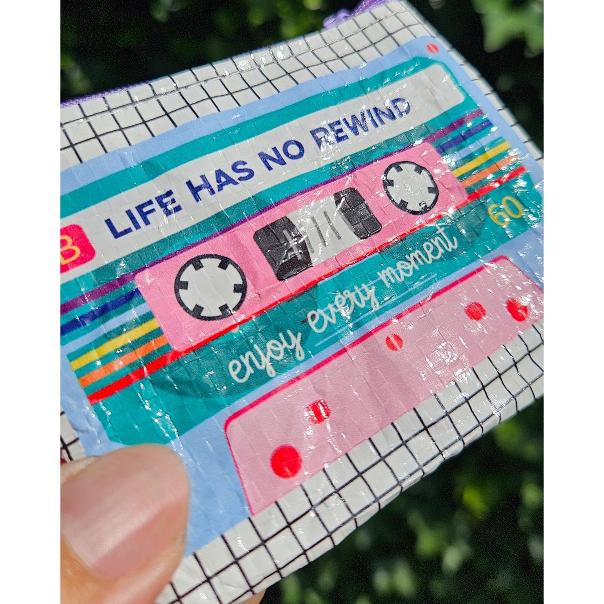 Mini portemonnee Cassettebandje Life has no rewind van gerecycled plastic