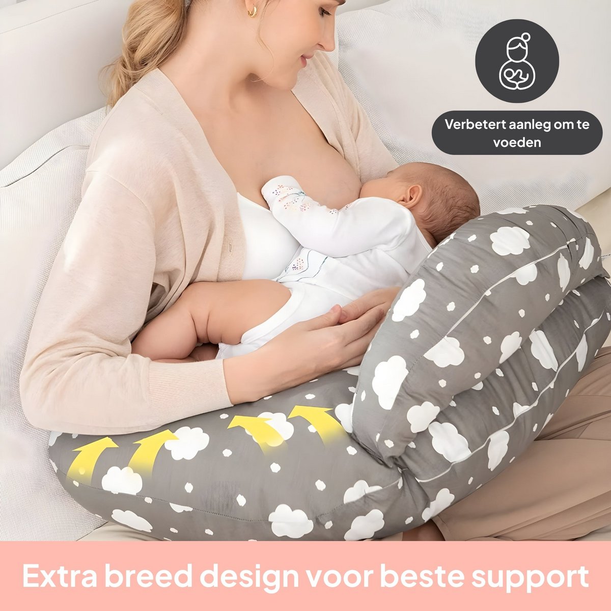 Nursing Pillow with Removable Cover – Soft Plush Material 