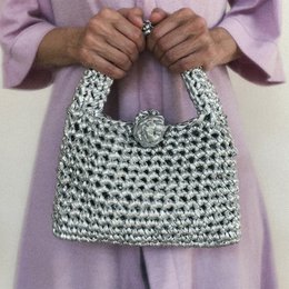 “Kalliopi metallics” crochet handbag with extra crossbody strap silver