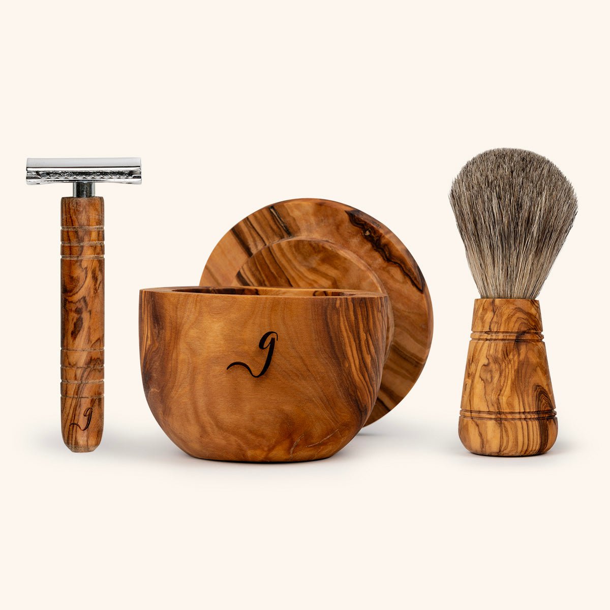 Luxury Handmade Olive Wood Shaving Bowl – 10cm Diameter