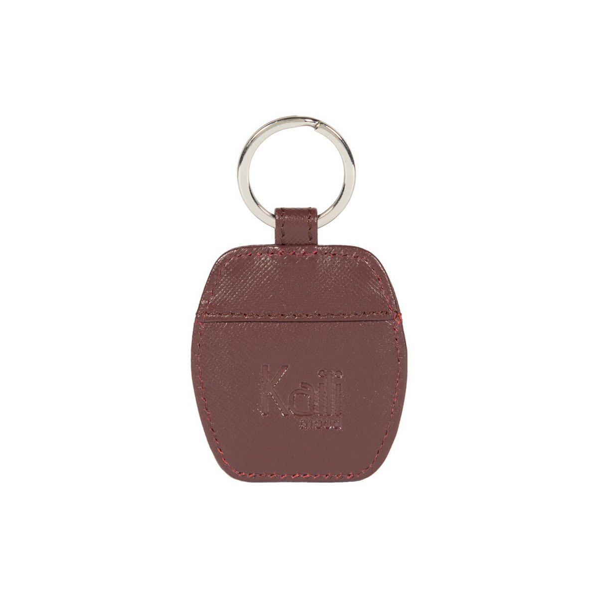 K10854XB | Portachiavi in Saffiano Vera Pelle. Colore Bordeaux. Anello per chiavi Nickel Lucido. Dimensioni totali: cm 5,5 x 9,5 x 0,5. Confezione: Gift Box rigido fondo/coperchio